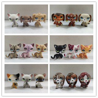 Littlest pet Shop ฟิกเกอร์แอกชัน รูปสุนัข และแมว ของเล่นสําหรับเด็ก Series01 3 ชิ้น ต่อล็อต