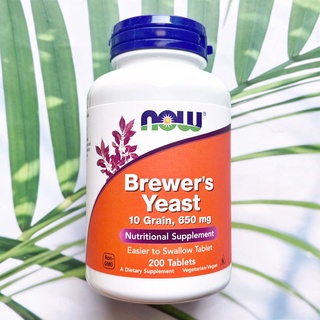 (Now Foods®) Brewers Yeast 10 Grain 650 mg 200 Tablets เสริมอาหาร บริวเวอร์ ยีสต์ มีวิตามินและแร่ธาตุ อุดมไปด้วยวิตามินบี บำรุง ผิวพรรณ เส้นผม และเล็บ