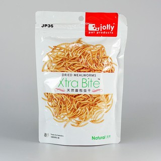 หนอนนกอบแห้ง Jolly - Dried Mealworms (60g) อาหารเสริมโปรตีนสูง ผ่านกรรมวิธีอบแห้งที่ได้มาตรฐาน