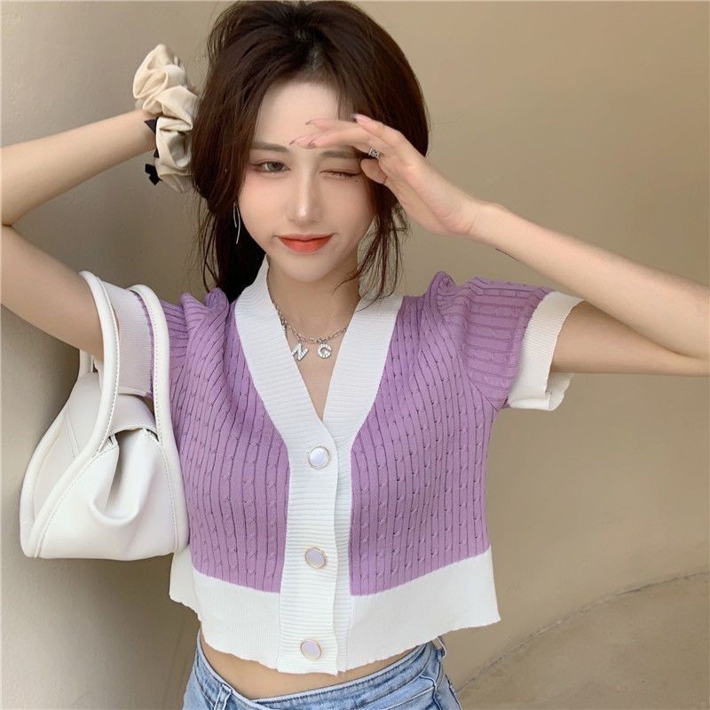 Ey_shop688✨พร้อม​ส่ง​✨​#BZ91-1# เสื้อแฟชั่นผ้าไหมพรมแขนสั้น​ .ผ้ายืดได้มีหลายสี.ข้างหน้ามีกระดุม 3เม