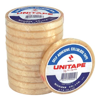 UNITAPE ยูนิเทป เทปใส แกน3นิ้ว กว้าง1/2นิ้ว ยาว72หลา Transparent Clear Tape Adhesive (สินค้ามีตัวเลือก)