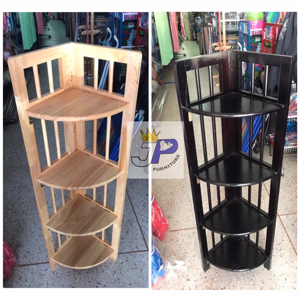 ชั้นเข้ามุมไม้ยางพารา 4 ชั้น (พับเก็บได้)***1ชิ้นต่อ 1 คำสั่งซื้อค่ะ***