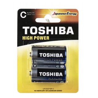 ถ่าน TOSHIBA alkaline ขนาด C LR14/1.5V แพค2ก้อน ของแท้