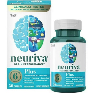 NEW ของแท้ การันตี Schiff Neuriva Brain Performance+ Plus 30 Capsules วิตามินบำรุงสมอง บำรุงประสาท เพิ่มสมาธิ การจดจำ Ne