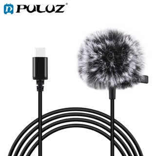 PULUZ 1.5m Mini Microphone Lavalier USB-C/Type-C Jack Lavalier Wired Condenser Recording Microphone For SmartPhone