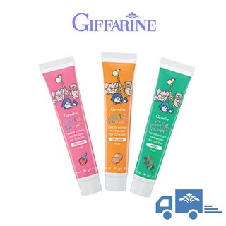 🔥มีโปร🔥 ยาสีฟันสูตรผสมสมุนไพร Giffarine Giffy Farm ไม่มีส่วนผสมของนํ้าตาล 3 กลิ่น สตรอเบอรี่ ส้ม และมิ้นท์