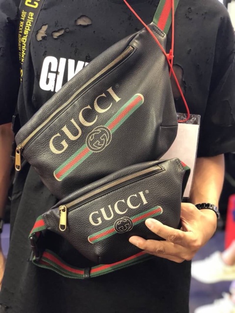 gucci print leather belt bag mini