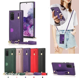 เคสโทรศัพท์มือถือพร้อมสายคล้องข้อมือแบบเชือกเส้นเล็ก ซัมซุง Samsung Galaxy Note 10 20 Ultra Plus A90 Note20 Ultra Note10 Plus เคสแฟชั่นที่สาว ๆ ชอบมือถือที่สามารถใช้เป็นกระเป๋าสะพายได้กันกระแทกกันน้ำ  Crossbody fashion trend