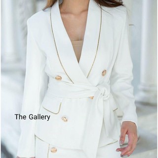 [งานพรีเมี่ยม] ชุดเซตสูทขาวขอบทอง สวยๆ แบรนด์ The Gallery