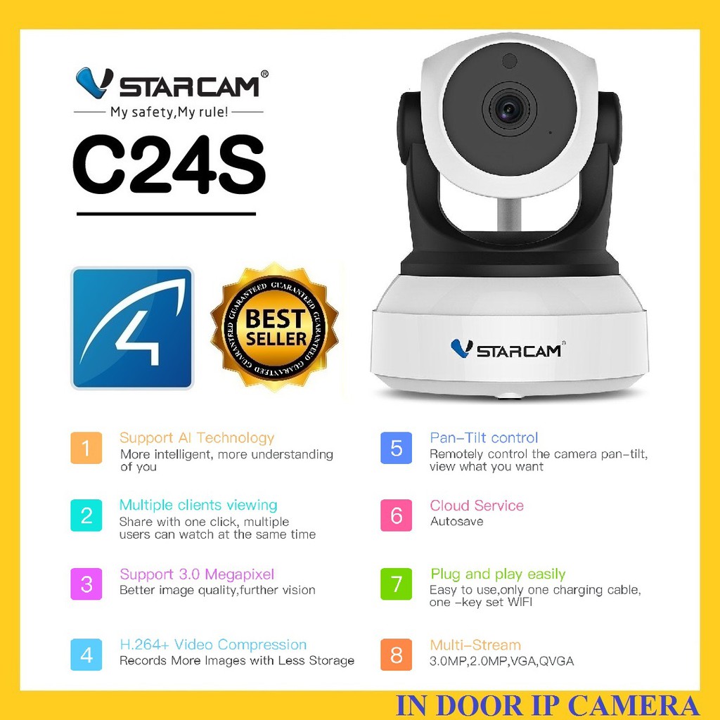 【พร้อมส่ง】VSTARCAM C24S SUPER HD 1296P 3.0MegaPixel H.264+ WiFi iP Camera กล้องวงจรปิด