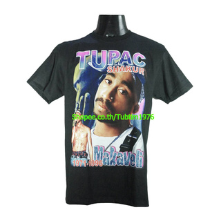 เสื้อยืดผ้าฝ้ายพรีเมี่ยมเสื้อวง 2Pac Tupac เสื้อยืดแฟชั่นวงดนตรี เสื้อวินเทจ ทูพัค ชาเคอร์ 2PC1804