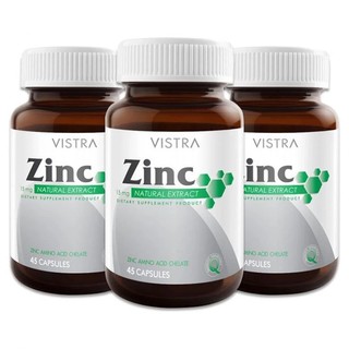 VISTRA Zinc รักษาสิว ป้องกันปัญหาต่อมลูกหมาก (45 แคปซูล) x 3 ขวด