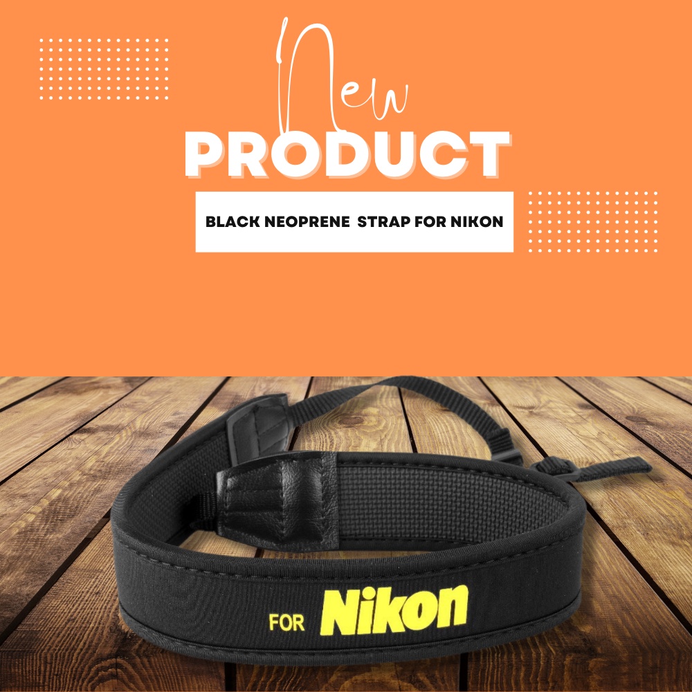 สายคล้องคอ/สะพายไหล่ Neoprene สีดําสําหรับกล้อง Nikon DSLR