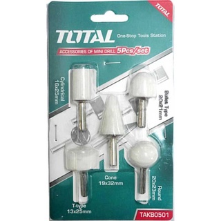 TOTAL 🇹🇭 หินเจียร์นัย สีขาว รุ่น TAKB0501 แกน 6 มม. 5 ตัวชุด หินเจียร์ Accessories for Mini Drill เครื่องมือช่าง