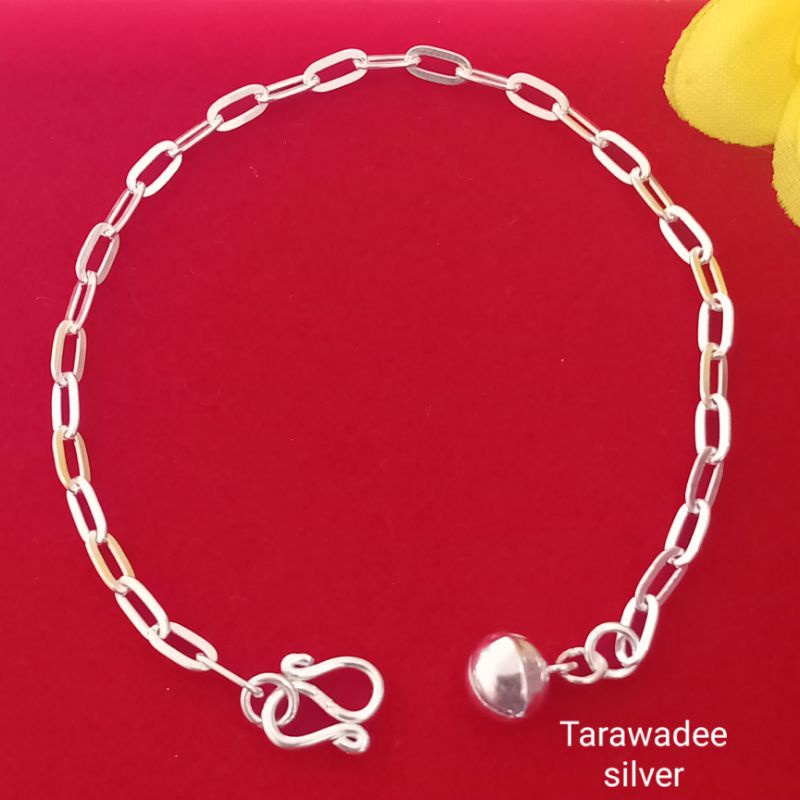 กำไลข้อมือ สร้อยข้อมือเงินแท้92.5(ลายโซ่เรือห่วงยาว) สร้อยมือเด็ก เครื่องประดับสร้อยข้อมือเงินราคาถูก รหัสสินค้าTARH065
