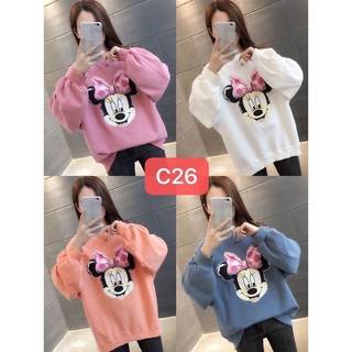 พร้อมส่ง สื้อกันหนาวแขนยาวมิกกี้เมาส์ เสื้อแขนยาวน่ารักๆ เสื้อกันหนาว เสื้อยืดสวยๆขายดีเวอร์จ้าอก44-46 ยาว25