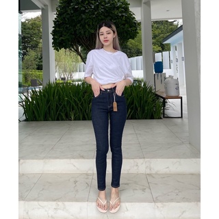💛J-01💛👖Jeans House 9 ส่วนขาเดฟ- สียีนส์มิดไนท์
