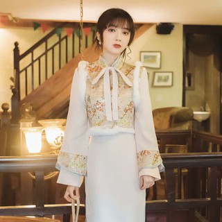 2020 cheongsam รูปแบบใหม่รุ่นปรับปรุงสไตล์จีนเด็กสาวระดับไฮเอนด์ชุดยาวย้อนยุคบริการชาเซน