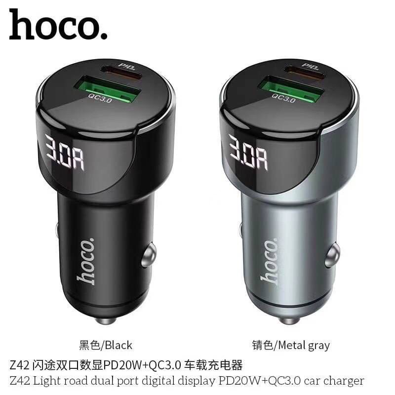 Hoco Z42 Dual Port Digital Display Car Charger PD+QC 3.0 - pbjgadgat ...