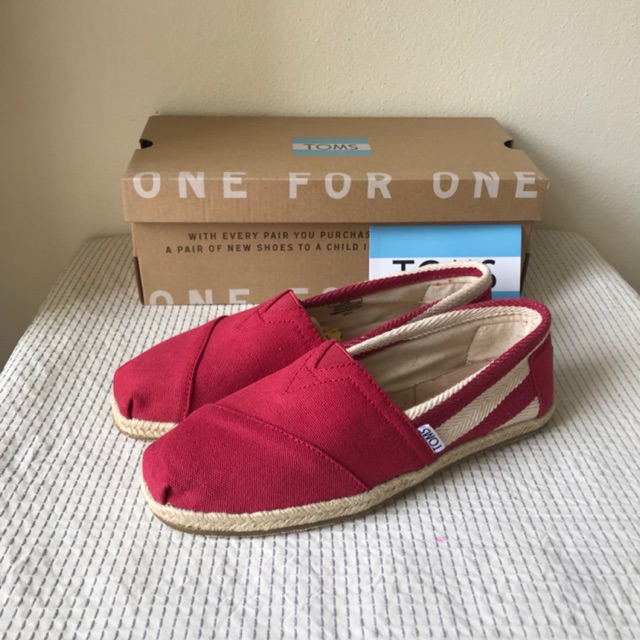 ของแท้ TOMS รองเท้า university stripe Red