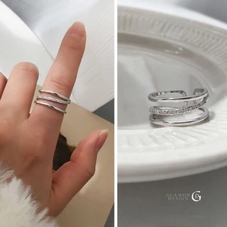 GLAMOR แหวนเงินแท้ รุ่น Cold Wind สีทอง ดีไซน์มินิมอลเกาหลี ของขวัญ ให้แฟน ปรับไซส์ได้ ใส่สวยมาก
