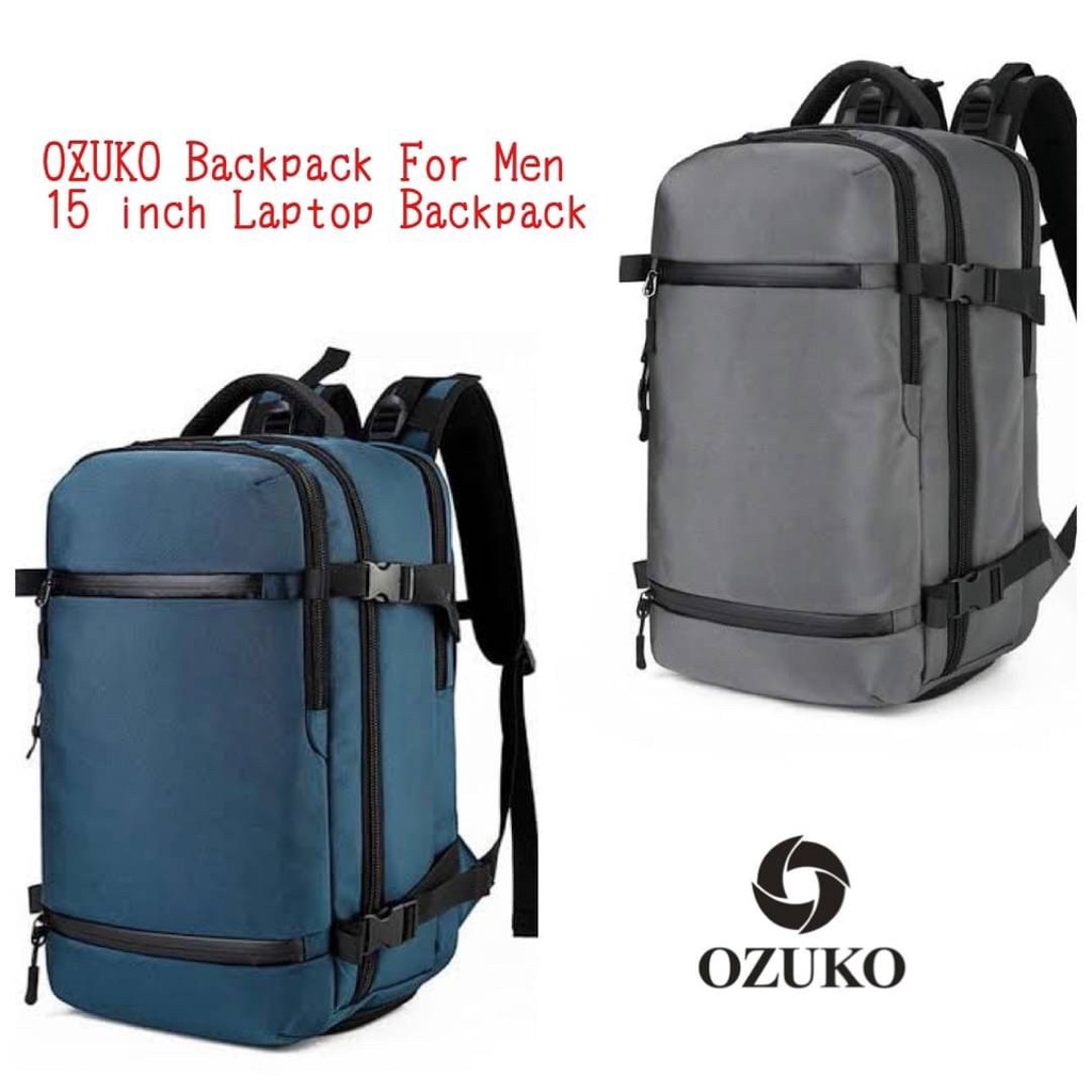 OZUKO Backpack For Men 15 inch Laptop Backpack  โปรซื้อ 1ใบ แถม1ใบ Code:B22D040465  แบรนด์แท้ 100% งาน Outlet