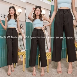 🌈รุ่น AA🌈กางเกงขากระบอกใหญ่สุดฮิต หูคู่สวยๆ ทำงาน แฟชั่น งานป้าย SMSHOP ผ้าไอวี่ ผ้าเปเป้ S - 2XL พร้อมส่ง