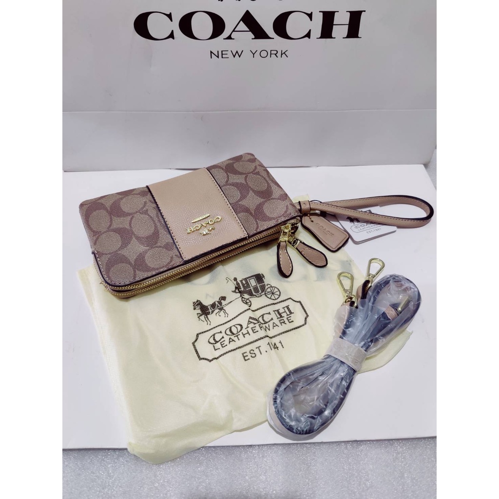 กระเป๋าคล้องมือ COACH 2ซิป กระเป๋าขนาด 7นิ้ว มาใหม่งานดี งานตรงปก  รูปถ่ายจากสินค้าจริง พร้อมส่ง