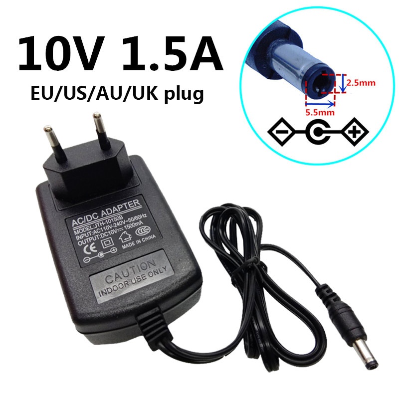 10V 1.5A Wall Converter DC Plugtop Power Adapter Supply EU/UK/US/AU Plug AC 10V 1500mA 5.5mm*2.5mm Adaptor Adaptado