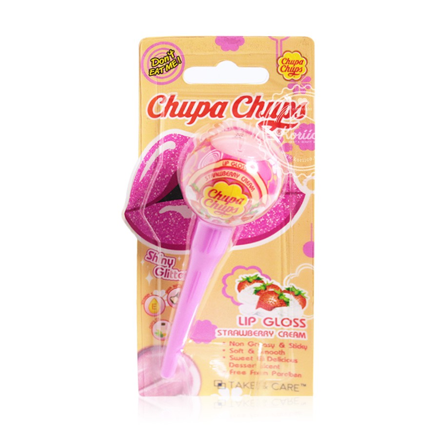 CHUPA CHUPS Lip Gloss STRAWBERRY CREAM จุ๊บปาจุ๊บ ลิปกลอส กลิตเตอร์ สตรอเบอร์รี่ครีม 15ml.
