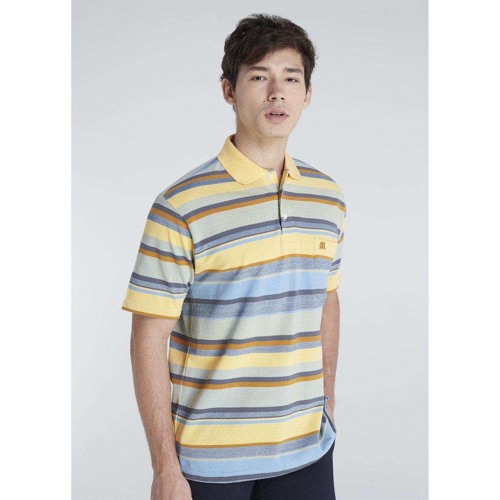 เสื้อโปโลแขนสั้นผู้ชาย Maximo Dente คอปก ลายริ้ว คลาสสิค สไตล์ยุโรป สำหรับผู้ใหญ่ รุ่น CV-55-1