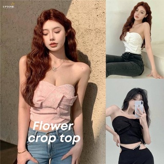 🇹🇭พร้อมส่ง🇹🇭 UP021 Flower crop top เสื้อครอปเกาะอก