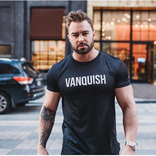 เสื้อแขนสั้น VANQUISH #5 / เสื้อแขนสั้นผ้าคอตตอนผสมโพลีเอสเตอร์ เสื้อออกกำลังกาย ผ้านิ่มใส่สบายไม่คันเวลาเหงื่อออก