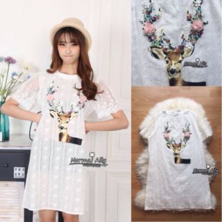 Deer little white lace dress