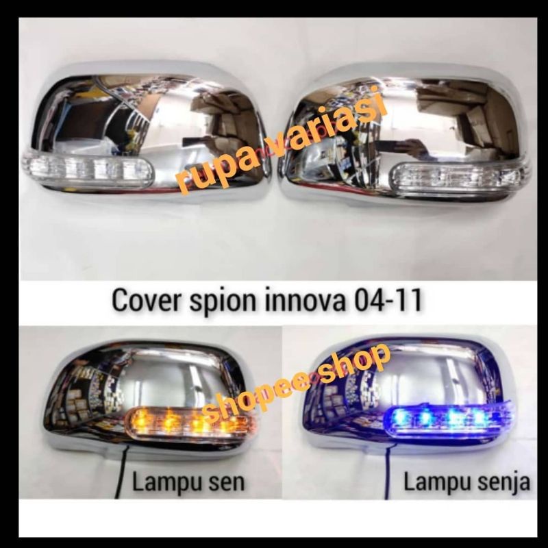 Hitam Toyota INNOVA INOVA กระจกมองหลัง LID COVER ประเภท E & G 2004 ถึง 2011 2005 2006 2007 2008 2009 2010 fortuner hilux LAMP chrome carbon matte black + blue yellow running cents
