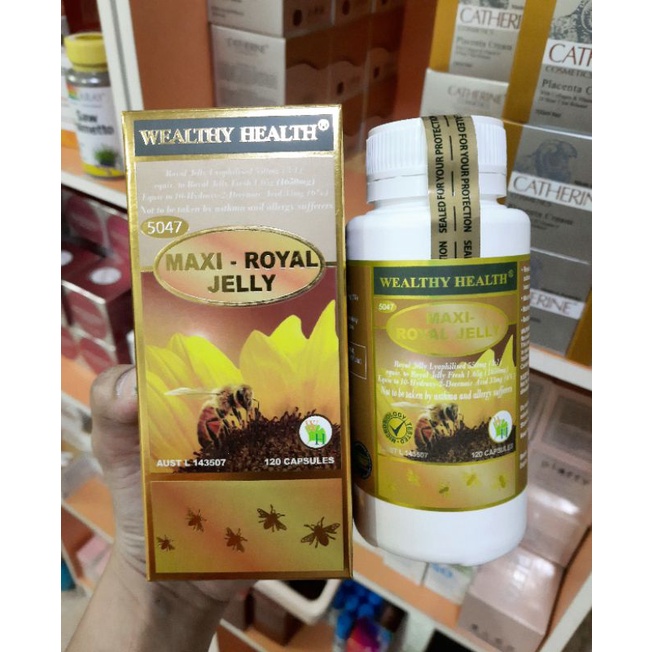 นมผึ้งเข้มข้น Wealthy health maxi royal jelly 10HDA 1,650 mg.