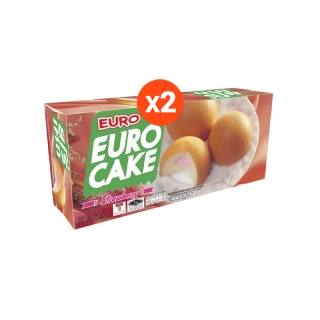 Euro ฟัฟเค้กสอดไส้ ตรายูโร่ 144g ครีมสตรอเบอร์รี่ (Pack x2)