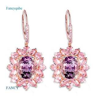 Fancy Fancyqube ต่างหูแฟชั่น รูปกลีบดอกไม้ อเมทิสต์ เครื่องประดับ สําหรับผู้หญิง