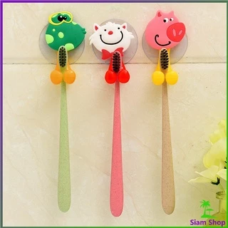 ยึดผนังด้วยตัวดูด ที่แขวนแปรงสีฟัน สัตว์ตัวการ์ตูน Toothbrush holder with suction cup