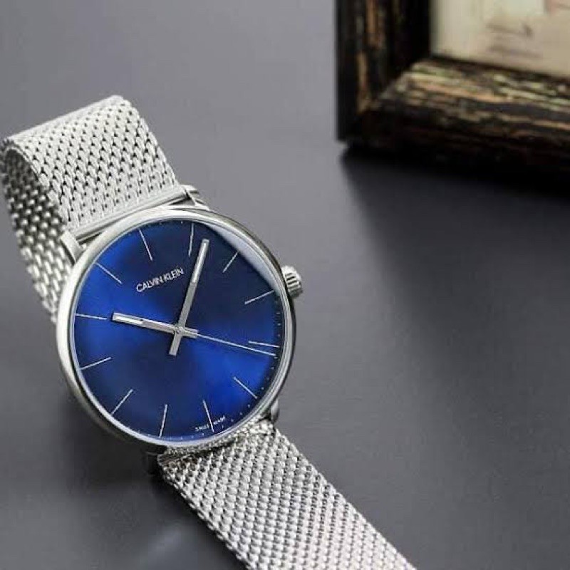 (ผ่อน0%) นาฬิกา CALVIN KLEIN High Noon Quartz Blue Dial Unisex Watch K8M2112N สายสแตนเลส สีเงิน หน้าปัด สีน้ำเงิน 40 มม.