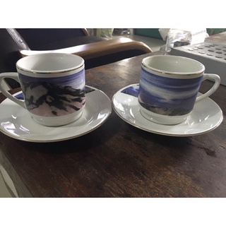 ชุดแก้วกาแฟขอบทอง มือหนึ่ง