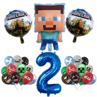 ลูกโป่งฟอยล์ ธีมเกม Minecraft สําหรับตกแต่งปาร์ตี้วันเกิดเด็ก 24 ชิ้น