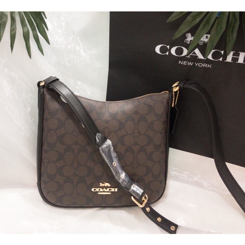 Coach ELLIE FILE BAG IN SIGNATURE CANVAS (COACH C1649) IM/BROWN BLACK |  Shopee Thailand