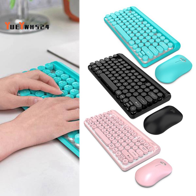 2.4G Wireless Keyboard Mouse Combo 84 Round Keys Cap Mechanical