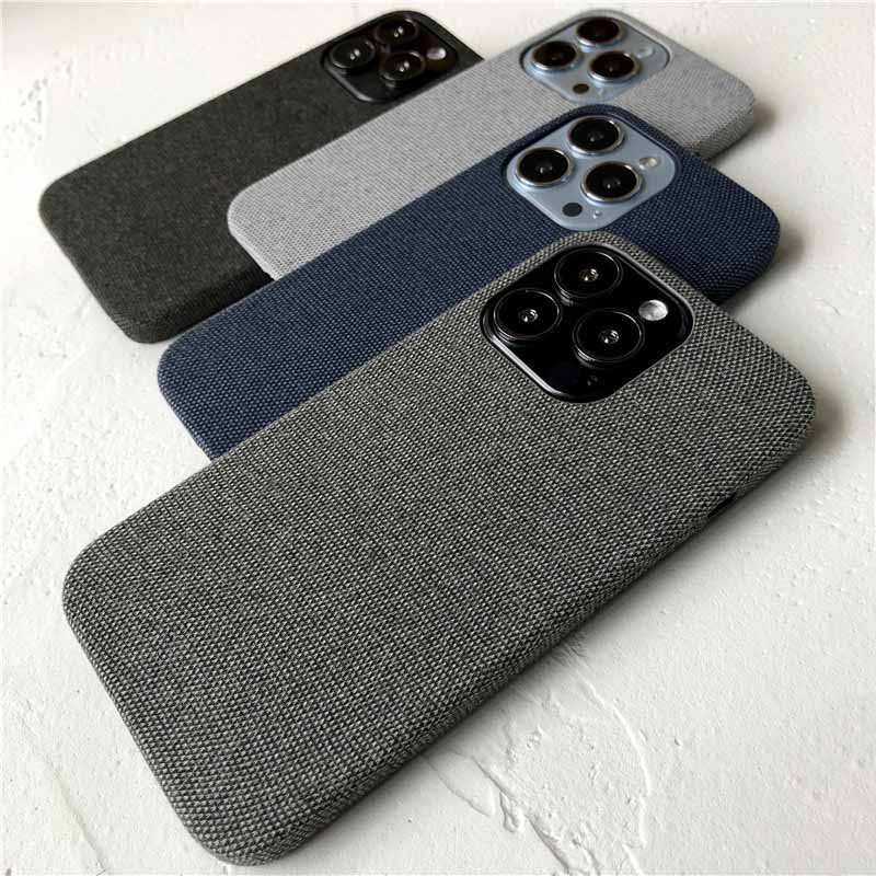 บางเฉียบลื่นผ้าฝ้ายผ้าลินินผ้าเนื้อหนัง PU เคสโทรศัพท์สําหรับ iPhone 16 Pro Max 15 14 Plus 13 12 Pro Max 13Pro 14Pro 12Pro 15plus ป้องกันการลื่นไถลปกอ่อน