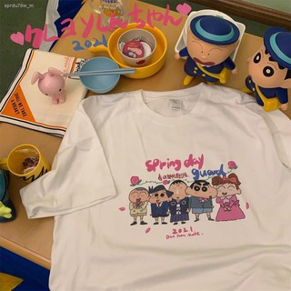 เสื้อยืดเครยอนชินจังCrayon Shin-Chan T-shirt❐﹉♙ผ้าฝ้ายแท้ crayon xiaoxin แขนสั้นเสื้อยืดเสื้อผู้หญิงหลวมการ์ตูนเกาหลีพิม