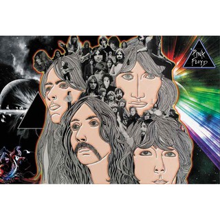 โปสเตอร์ รูปวาด กราฟฟิก วง ดนตรี ร็อก Pink Floyd 1965-95 POSTER 24"x35" Inch English Rock Band Wall