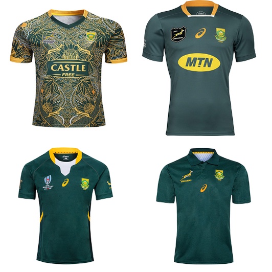21 South Africa Rugby Jersey Home and Away World Cup เสื้อยืด S-3XL ปักโลโก้