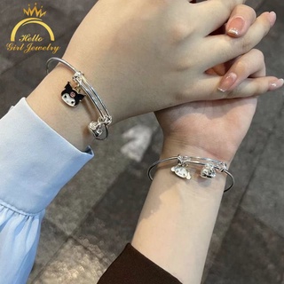 เครื่องประดับ สร้อยข้อมือเงิน เกรด 925 จี้กระดิ่ง สามารถปรับได้ แฟชั่นสำหรับคู่รัก