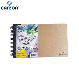 Canson(แคนสัน) สมุดแคนสันมิกซ์มีเดีย (Canson Mixed meaid) 300g หยาบ (25 แผ่น) A6 # 600766